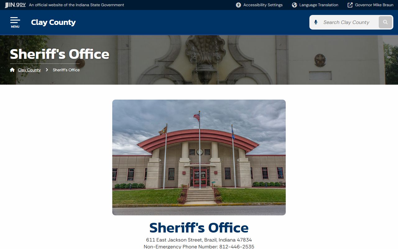 Clay County Jail sheriff office inmate lookup contact page